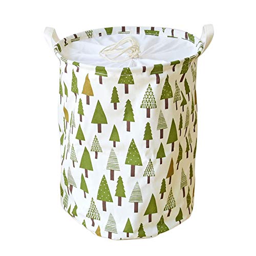 DuShow Large Size Drawstring Laundry Basket with Handles,Waterproof Collapsible Laundry Basket Tree Pattern,Foldable Canvas Laundry Hamper for Home,Dirty Clothing,Kids Toy Organizer-Tree