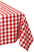 Load image into Gallery viewer, DII 100% Cotton, Machine Washable, Dinner, Summer &amp; Picnic Tablecloth 60 x 104&quot;, Tango Red Check, Seats 8 to 10 People
