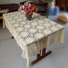 Load image into Gallery viewer, USTIDE Shabby Handmade Crochet Tablecloth Rectangle Romantic Table Cover Beige Lace Design Table Overlays Rectangular 62inchesx82inches

