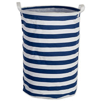 DII Cotton/Polyester PE Coated Collapsible Bin, Laundry Hamper, 13.5x13.5x20, Nautical Blue Stripe