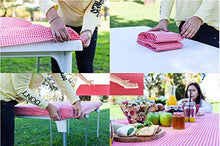 Load image into Gallery viewer, TopTableCloth Table Cover Red &amp; White Checkered tablecloths Elastic Corner Fitted Rectangular Folding Table 6 Foot 30&quot; x 72&quot; Table Cloth Waterproof Vinyl Flannel Plastic Tablecloth for Camping Picnic
