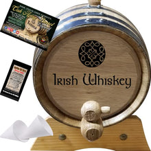 Load image into Gallery viewer, 3 Liter Engraved American Oak Aging Barrel - Design 008: Irish Whiskey
