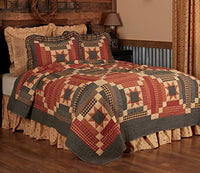 VHC Brands Maisie Luxury King Quilt 120Wx105L Country Patchwork Design, Barn Red