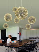 Load image into Gallery viewer, LUMINTURS Luxury 15W 16inch 16&quot; LED Firework Pendant Ceiling Lamp Ball-Shade Art-Deco Hanging Light
