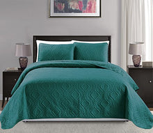 Load image into Gallery viewer, Mk Collection Full/Queen Size Over Size 100&quot;x106&quot; 3 pc Diamond Bedspread Bed-Cover Embossed Solid Turquoise New
