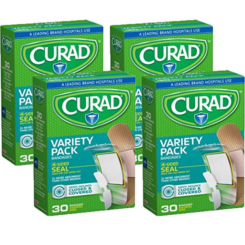 Curad Variety Pack, Sterile Assorted Adhesive Bandages 30 ea Pack of 4