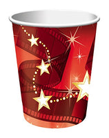 Creative Converting Hollywood Disposable Paper Cups, 9 oz-8 pcs, Red/White