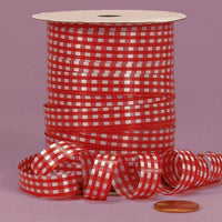 Red Gingham Curling Ribbon, 3/8