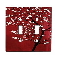 Tree of White Blossoms - Decor Double Switch Plate Cover Metal