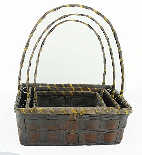 TOPOT 10SET Woodchip/Bamboo Basket with Handles wholesale lot