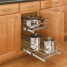 Load image into Gallery viewer, Rev-A-Shelf 15&quot; Wide 22&quot; Deep Base Kitchen Cabinet 2 Tier Pull Out Wire Basket
