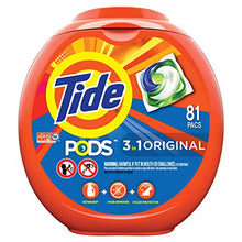 Load image into Gallery viewer, Tide PODS 3 in 1 HE Turbo Laundry Detergent Pacs, Original Scent, 81 Count Tub, Packaging May Vary
