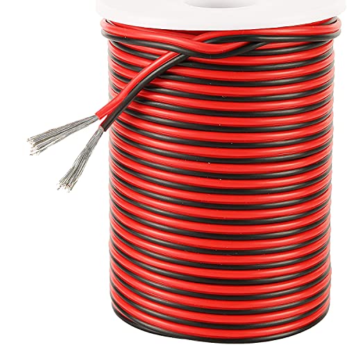20 Gauge 2Pin Extension Wire, EvZ 20AWG 2 Conductor Parallel Electric Cable Cord for Led Strips Single Color 3528 5050, Red Black, 1*Roll, 1936ft/590M