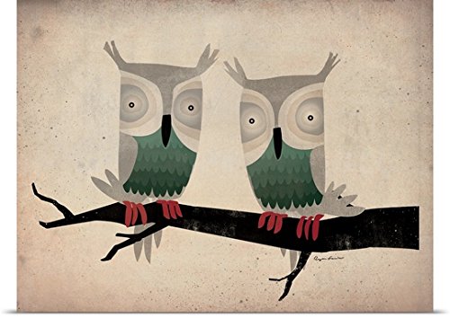 GREATBIGCANVAS Entitled Tan Owls Poster Print, 60