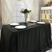 Load image into Gallery viewer, BalsaCircle TRLYC Sequin Rectangular Black Wedding Sequin Tablecloth 90-Inch by 132-Inch
