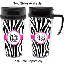 Load image into Gallery viewer, Zebra Print Acrylic Travel Mug with Handle (Personalized)
