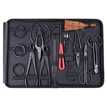 Load image into Gallery viewer, Destinie New Bonsai Tools 10 PCS Carbon Steel Shear Set Kit with Tool Roll Wires Case
