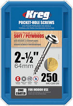 Load image into Gallery viewer, Kreg SML-C250-250 Pocket Screws, 2-1/2&quot; #8 Coarse-Thread, Washer-Head (250 Count)
