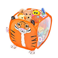 Load image into Gallery viewer, Smart Design Kids Pop Up Organizer with Animal Print - VentilAir Mesh Netting - for Toddlers, Baby Clothes, Plushies, &amp; Toys - Home Organization - Cube - (10.5 x 11 Inch) [Orange Tiger]
