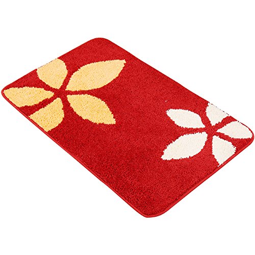 Riverbyland Luxurious Bath Rugs Red Floral Pattern 24 x 16