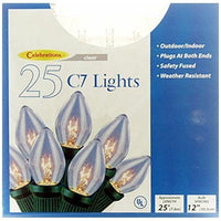 Celebrations Lighting Indoor/Outdoor 25 C7 String Light Set, Clear Bulbs
