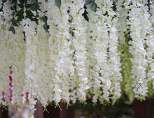 Load image into Gallery viewer, Luyue 3.18 Feet Artificial Silk Wisteria Vine Ratta Silk Hanging Flower Wedding Decor,6 Pieces,(Off-White)
