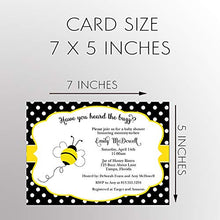 Load image into Gallery viewer, Bee Baby Shower Invites Bumblebee Honey Yellow Black Buzz Babee Mommy To Bee Invites Customized Printed Cards (12 Count)
