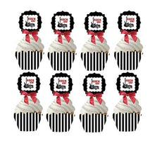 Load image into Gallery viewer, CakeSupplyShop Item#rt78u- 12 Rock Star Guitar &amp; Boom Box Rock On! Cupcake Decoration Topper Picks with Decorative Baking Cupcake Wrappers
