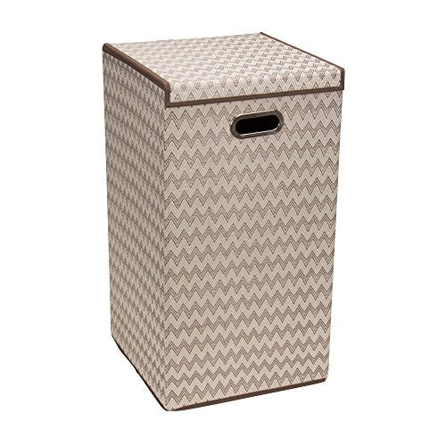 Household Essentials 5624-1 Collapsible Single Laundry Hamper with Magnetic Lid | Chevron