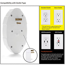 Load image into Gallery viewer, [2 Pack] Bestten 6 Outlet Wall Mount Surge Protector With 2 Usb Charging Ports (2.4 A/Port, 3.1 A Shar
