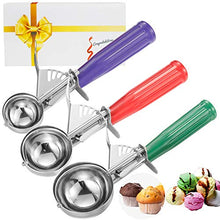 Load image into Gallery viewer, Cookie Scoop Set, Ice Cream Scoop Set, 3 PCS Ice Cream Scoops Trigger Include Large Medium Small Size Cookie Scoop, Polishing Stainless Steel 18/8 Melon Scooper - Elegant Package
