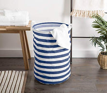 Load image into Gallery viewer, DII Cotton/Polyester PE Coated Collapsible Bin, Laundry Hamper, 13.5x13.5x20, Nautical Blue Stripe
