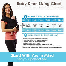 Load image into Gallery viewer, Baby K&#39;tan Breeze Baby Wrap Carrier, Infant and Child Sling - Simple Pre-Wrapped Holder for Babywearing-No Tying or Rings-Carry Newborn up to 35 lbs, Charcoal, Medium (W Dress 10-14 / M Jacket 39-42)
