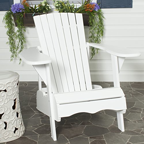 Safavieh Patio Collection Hampton Adirondack Acacia Wood Chair, White