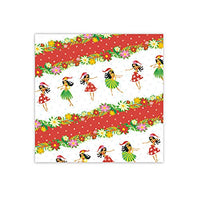 Holiday Hula Honeys Hawaiian Christmas Red Gift Wrap Paper / 2 Rolls