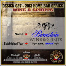 Load image into Gallery viewer, 1 Liter Personalized American Oak Aging Barrel - Design 027: Wine &amp; Spirits
