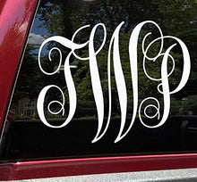 Load image into Gallery viewer, Minglewood Trading Sky Blue - Monogram Vinyl Decal - Three Initials - Car Truck Laptop Wall - Traditional - Die Cut Sticker - 5w x 4h inches
