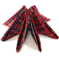 Set of 4 Christmas Red Plaid Cloth Napkins