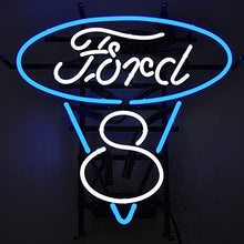 Load image into Gallery viewer, Ford V8 Blue and White Neon Sign
