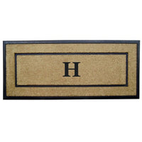 Nedia Home Single Picture Black Frame with Coir Rubber Border Dirt Buster Doormat, 24 by 57-Inch, Monogrammed H