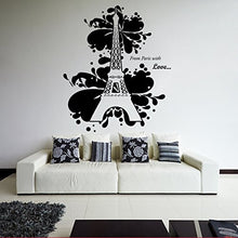 Load image into Gallery viewer, ( 33&#39;&#39; x 39&#39;&#39;) Vinyl Wall Decal Eiffel Tower With Quote From Paris With Love / France Sightseeing Art Decor Sticker / Home Mural + Free Random Decal Gift

