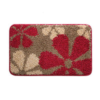 Riverbyland Luxurious Bath Rugs Red Floral Pattern 31 x 20