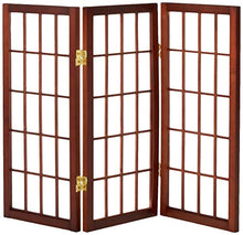 Load image into Gallery viewer, Oriental Furniture 2 ft. Tall Desktop Window Pane Shoji Screen - Walnut - 3 Panels

