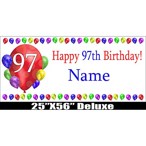 97TH Birthday Balloon Blast Deluxe Customizable Banner by Partypro