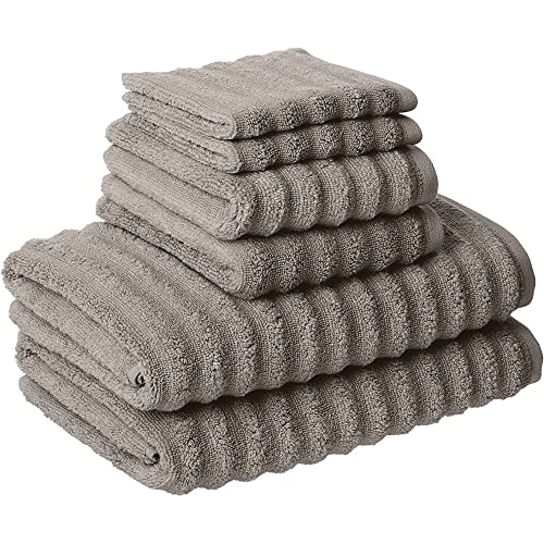 Amrapur Overseas Luxury Spa Collection | 6-Piece Ultra Soft Quick-Dry 550GSM 100% Combed Cotton Wavy Towel Set [Grey]