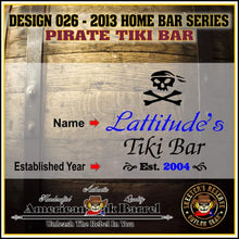 Load image into Gallery viewer, 1 Liter Personalized American Oak Aging Barrel - Design 026: Pirate Tiki Bar
