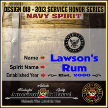 Load image into Gallery viewer, 3 Liter Personalized American Oak Aging Barrel - Design 018:Navy
