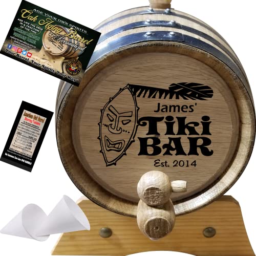 3 Liter Personalized Tiki Bar (B) American Oak Aging Barrel - Design 048