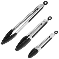 Kitchen Tongs,Set Of 3 7, 9, 12 Inch,Stainless Steel Cooking Tongs With Silicone Tips For Barbecue,C