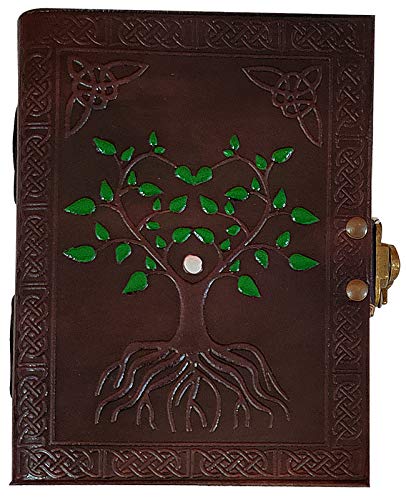 Hand Painted Tree of Life Leather Bound Journal for Men Diary Notebook Leather Women Small Gift for Him Her